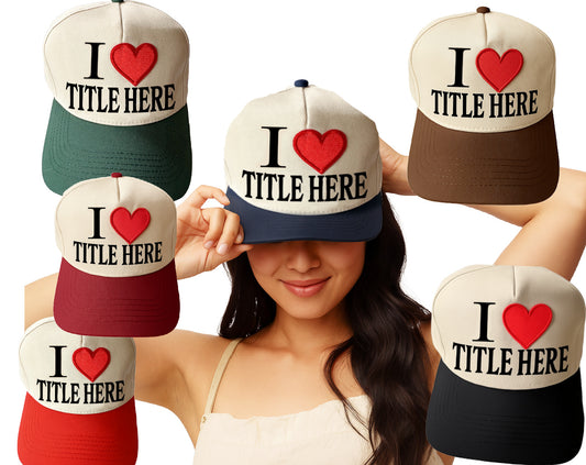 The "two tone" Hat with embroidered heart patch