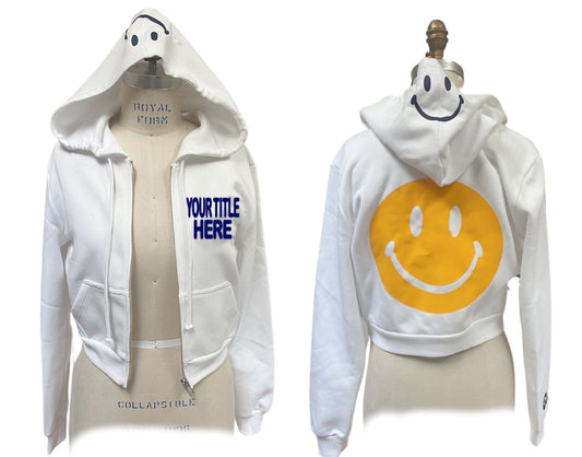 The "Happy" Cropped Zip Hoodie