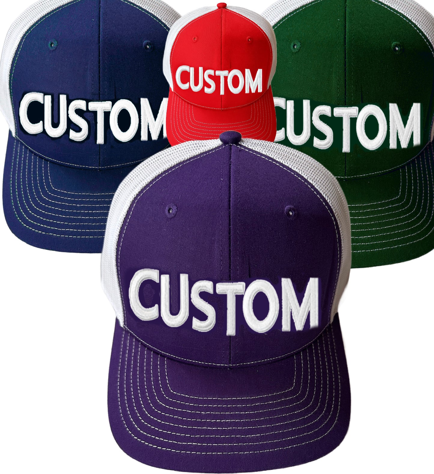 The "White Embroidered Letter Patch" Trucker Hat