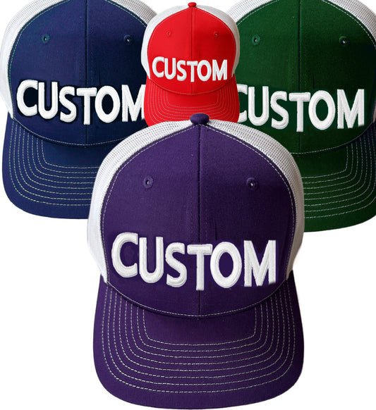 The "White Embroidered Letter Patch" Trucker Hat